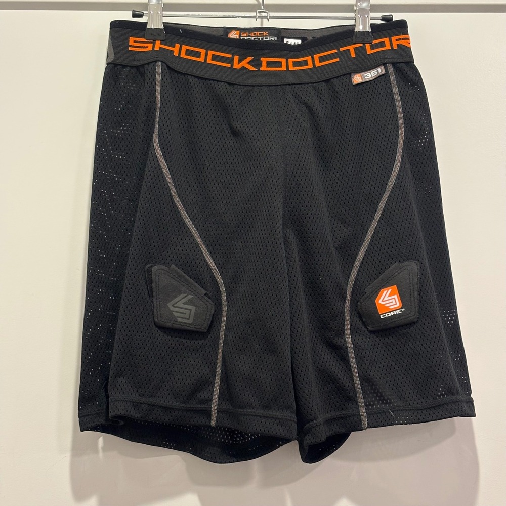Shock Doctor 361 Core Hockey Shorts Mens Large Black Mesh Loose Fit 361-01-34